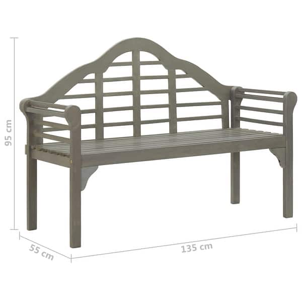 dimension image slide 3 of 8, vidaXL Patio Queen Bench with Cushion 53.1" Solid Acacia Wood - 53.2" x 21.7" x 37.4"