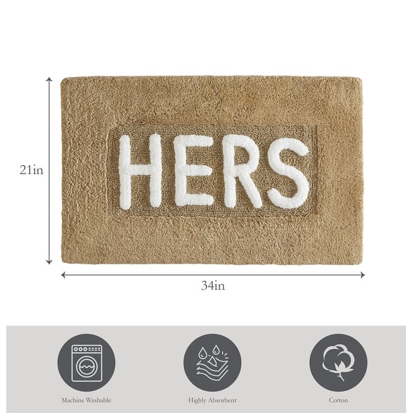 dimension image slide 4 of 10, Jean Pierre Novelty Cotton Bath Rug - 21"x34" - "His" & "Hers"
