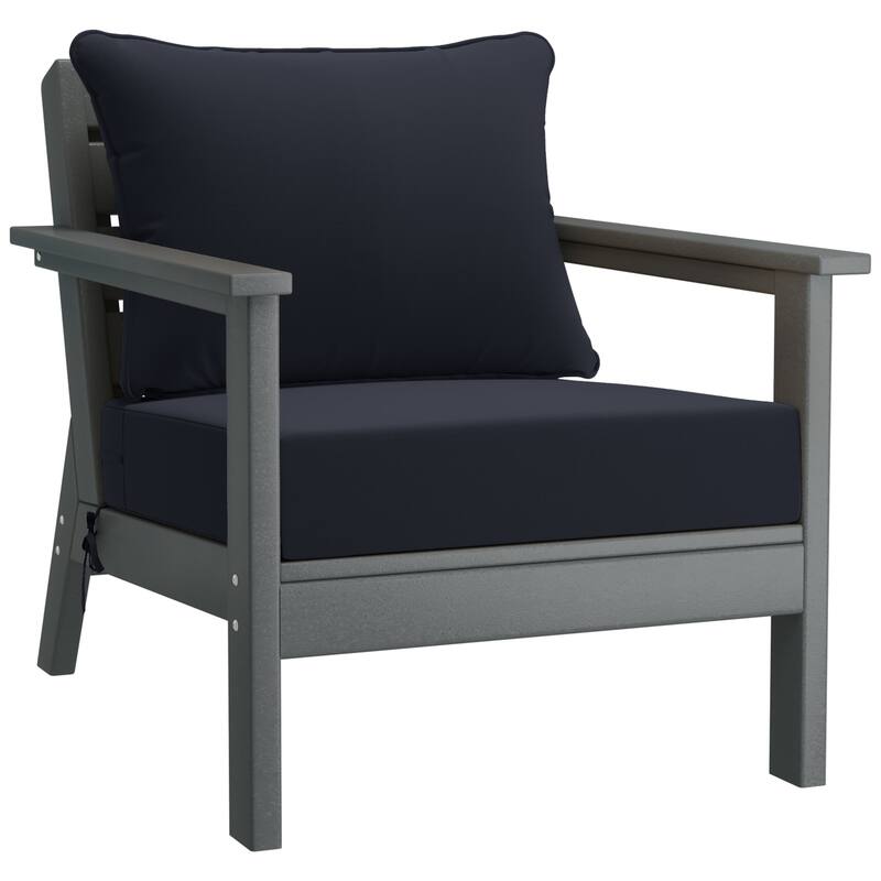 Birchwood All Weather HDPE Outdoor Patio Gray Deep Seating Conversation Set (6-Piece Set)