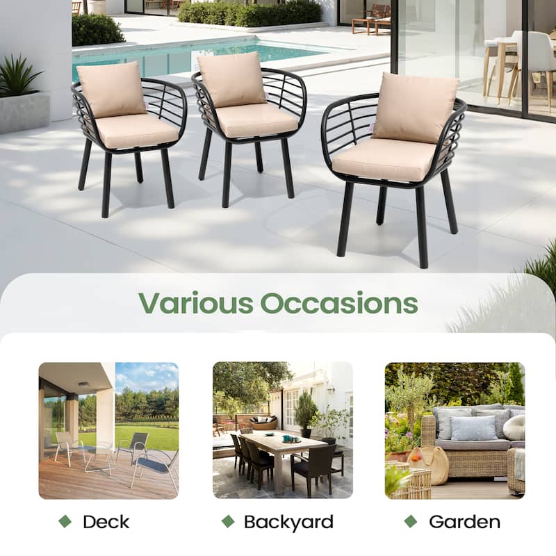 7-PC Outdoor Patio Aluminum Dining Set Table With Dining Chairs Sunbrella Seat&Back Cushions
