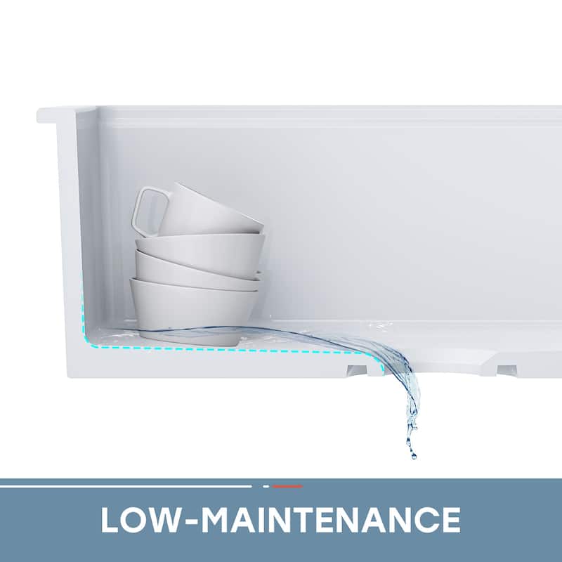 HOROW 33 in. Drop-In Single Bowl Ceramic White Kitchen Sink Standard and Bottom Grid, Drain Assembly, Cutting Board