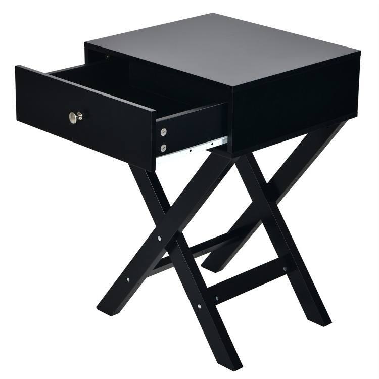 X-Shape 1 Drawer Nightstand End/Side Table Storage