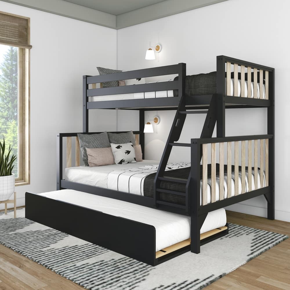 Scandinavian Twin Over Full Bunk Bed With Twin-Size Trundle