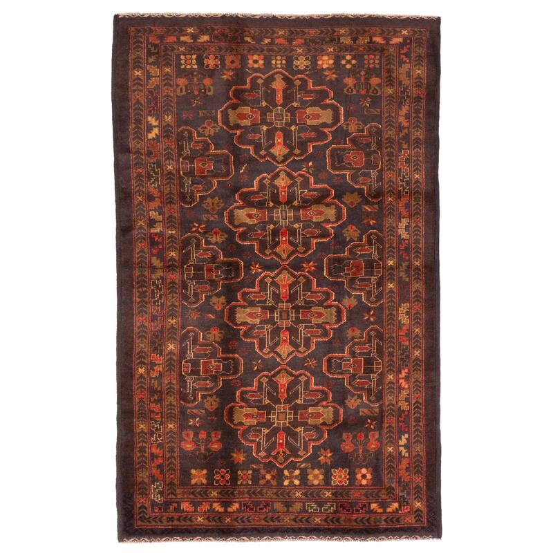 ECARPETGALLERY Hand-knotted Teimani Dark Navy Wool Rug - 4'1 x 6'9