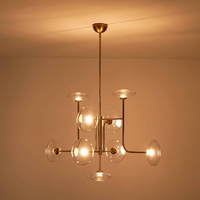 Art Deco 9-Light Sputnik Glass Dimmable LED Chandelier