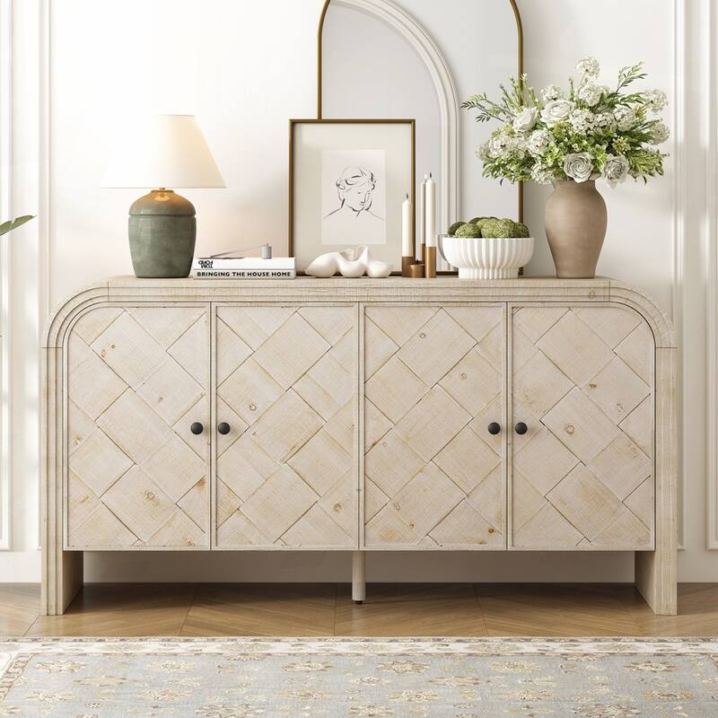 Solid Wood VeneerMDF Sideboard for Hallways