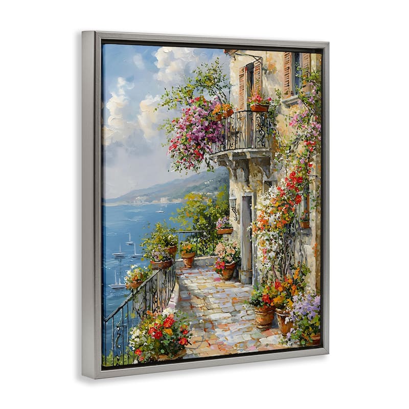 Stupell Botanical Lined Seaside Framed Floater Canvas Wall Art Design By Franklyn Gregory
