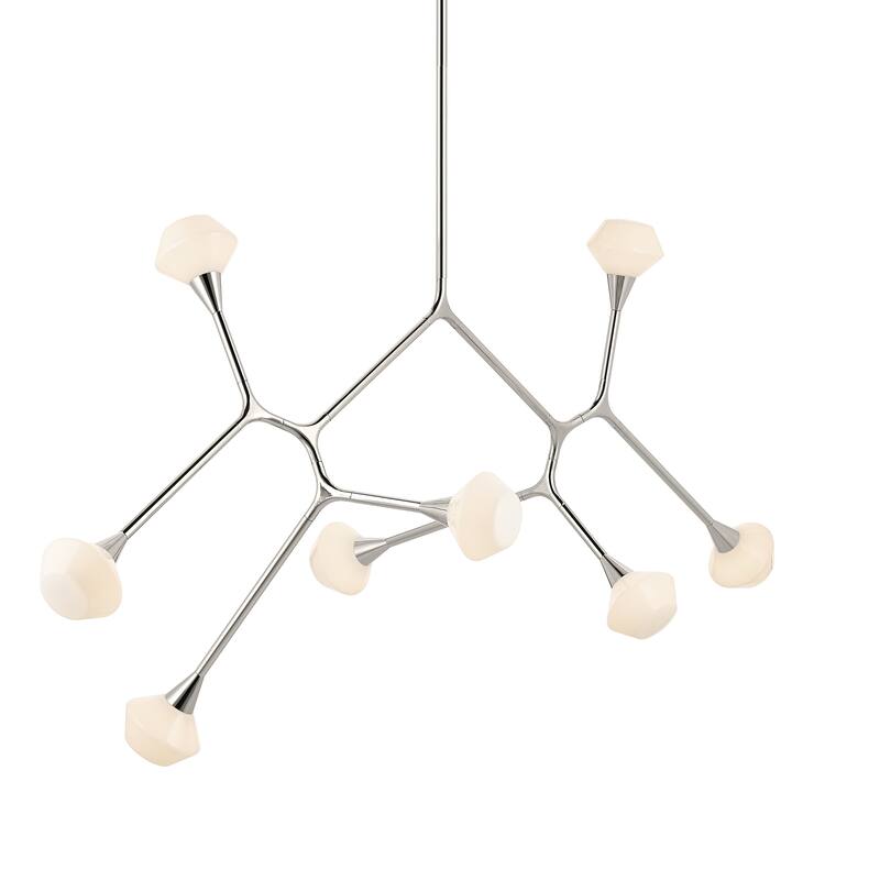 Cassius 61.25 Inch 8 Light Convertible Chandelier with Opal Glass in Polished Nickel