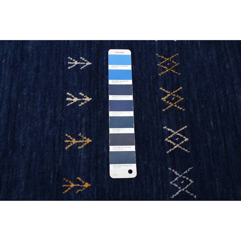 ECARPETGALLERY Hand Loomed Kashkuli Gabbeh Dark Blue Wool Rug - 5'5 x 7'8