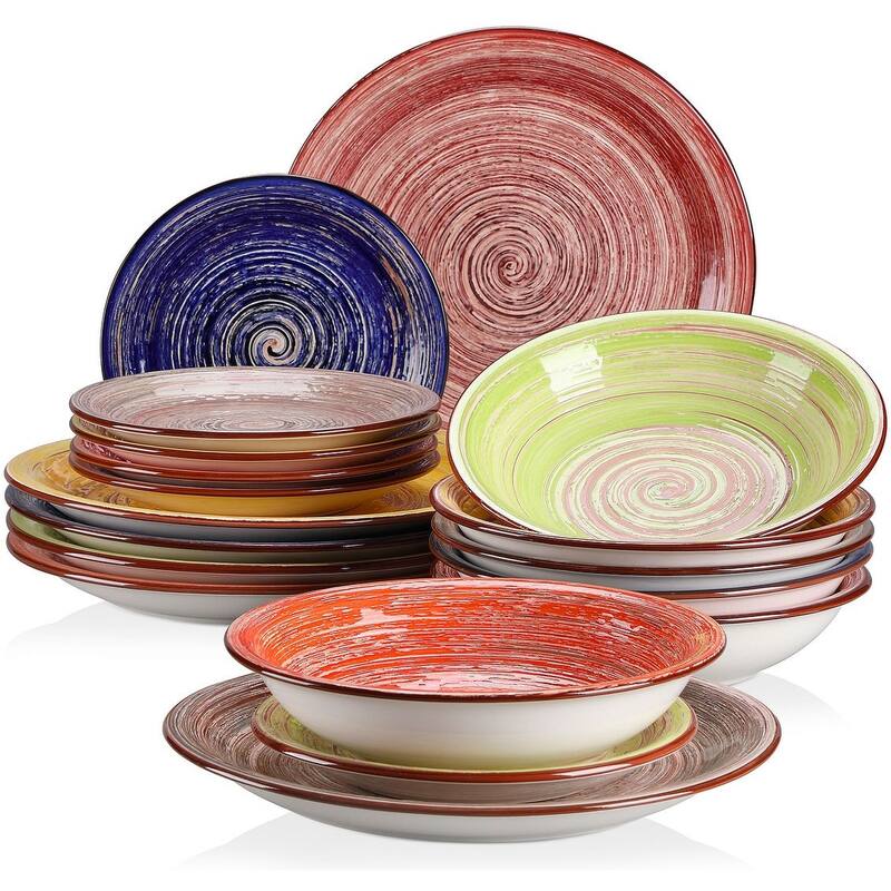 vancasso Albero Stoneware Hand-painted Multicolour Dinnerware Set - 18-Piece