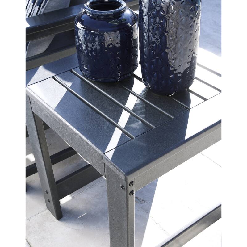 Signature Design by Ashley Amora Gray 3-Piece Outdoor Occasional Table Package - 47.88" W x 23.88" D x 16.75" H