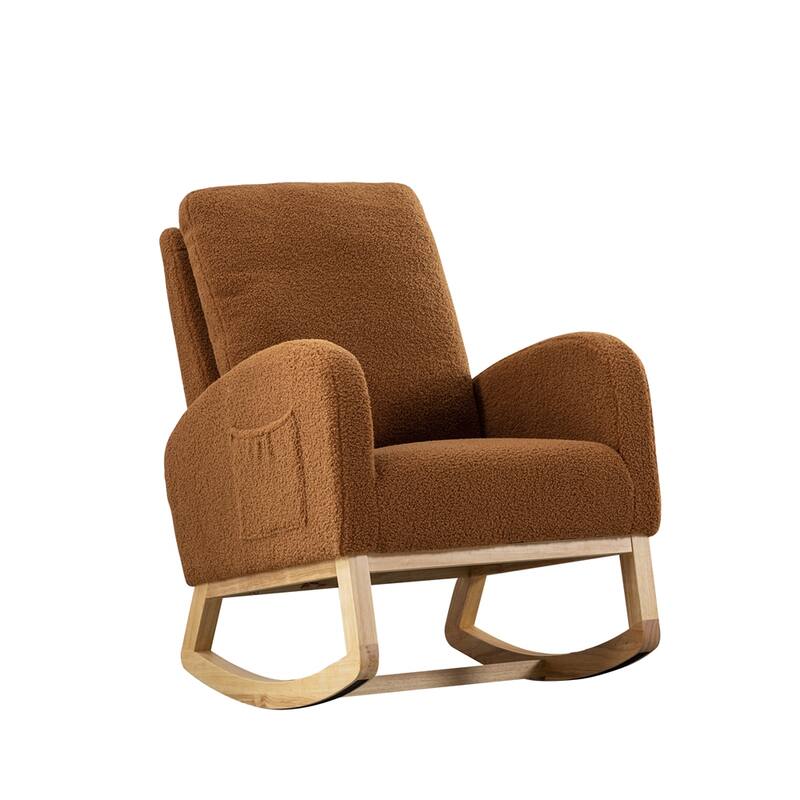 Nursery Rocking Glider Chair with High Back and Side Pocket