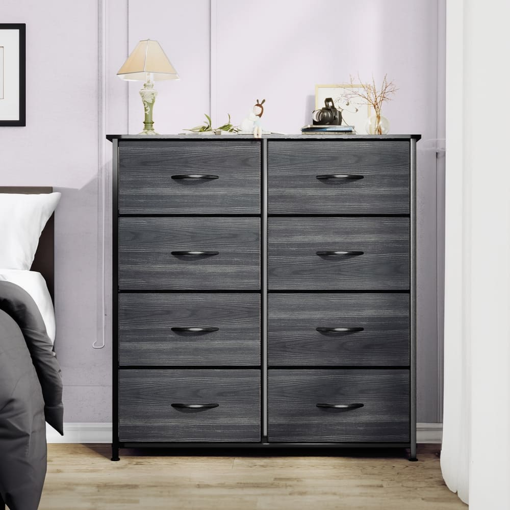 Modern 4/8/10-drawer Fabric Dresser Storage Tower with Wood Top
