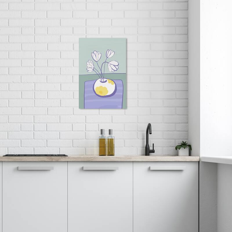 Wynwood Studio Canvas Floral and Botanical On my Table Purple and Modern & Contemporary Wall Art Canvas Print - 24 x 16