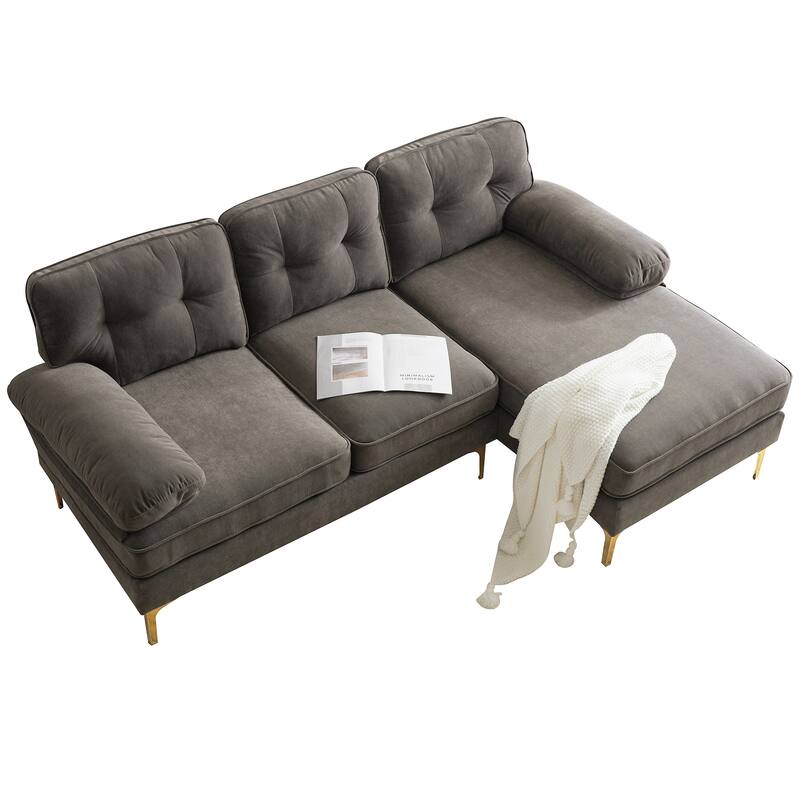 83" Modern Sectional Sofas Couches Velvet L Shaped Couches