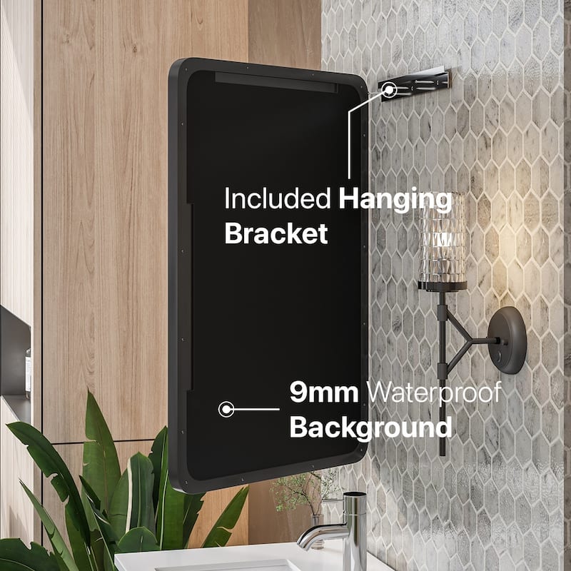 Eviva Harmony 20" x 30" Rectangular Black Metal Framed Mirror - N/A