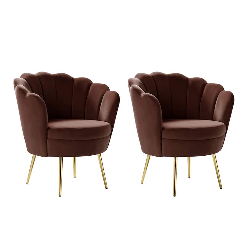 Xabier Cute Modern Upholstered Barrel Chair Accent Chair with Tufted Back Set of 2 by HULALA HOME