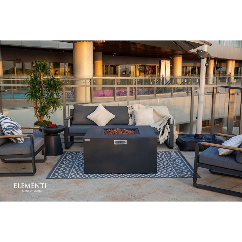 Sol Living Rocky Square Propane Fire Pit 45,000 BTUs - 43 x 43 Inches - 43 x 43 in.