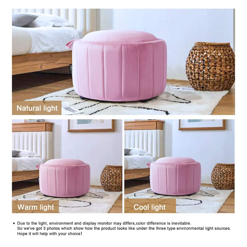 29" Modern Velvet Round Storage Ottoman