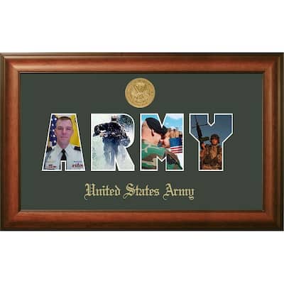Patriot Frames Army Collage Photo Walnut Frame Gold Medallion