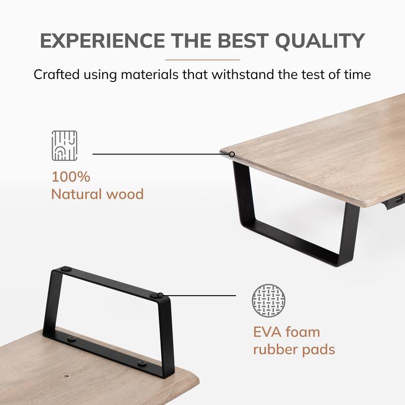 Jani Wood Monitor Stand Riser Desk - Ergonomic Design Stand, Desktop Organizer Table for Home, Office Workspace, Gaming Desk
