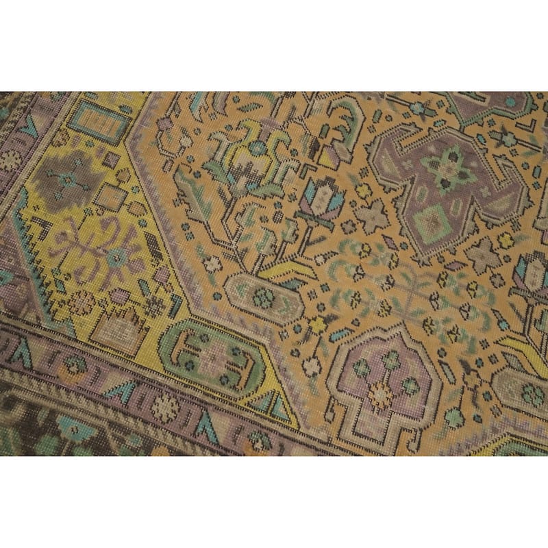 Hand Knotted Oriental 100% Wool Carpet Traditional Floral Oranges & Rust Tabriz Area Rug - 9' 9'' X 6' 5''