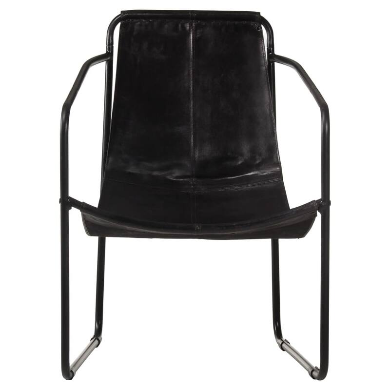 vidaXL Relaxing Armchair Black Real Leather - 23.2" x 23.6" x 31.9"
