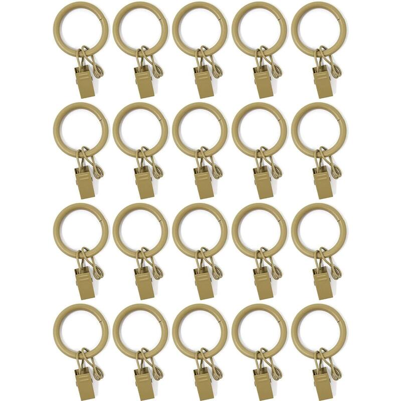 20PCS Solid Metal Window Drapery Curtain Panel Ring with Eyelet, 1" Inner Diameter, Fits Up to 3/4" Rod Multicolor - Beige Cottage