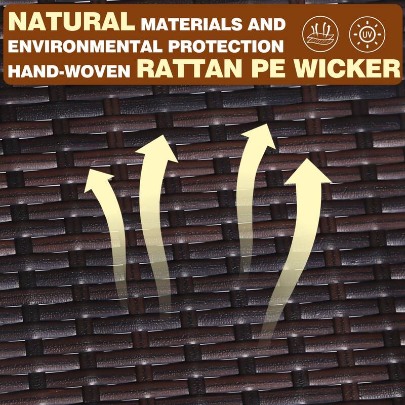 VEIKOUS 3-Piece Outdoor Wicker Patio Porch Rocking Chair and Rattan Coffee Table Set with Cushions and Pillows