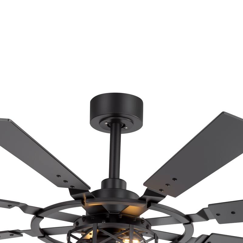 52" Reversible 8-Blade Caged Ceiling Fan with Light and Remote