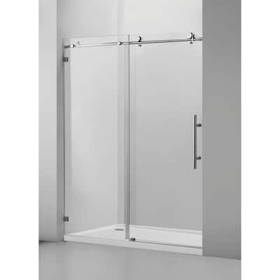 Vanity Art 56–60" W x 76" H Frameless Bypass Single Sliding Shower Door with Explosion-Proof Clear Glass - 76" H x 60" W