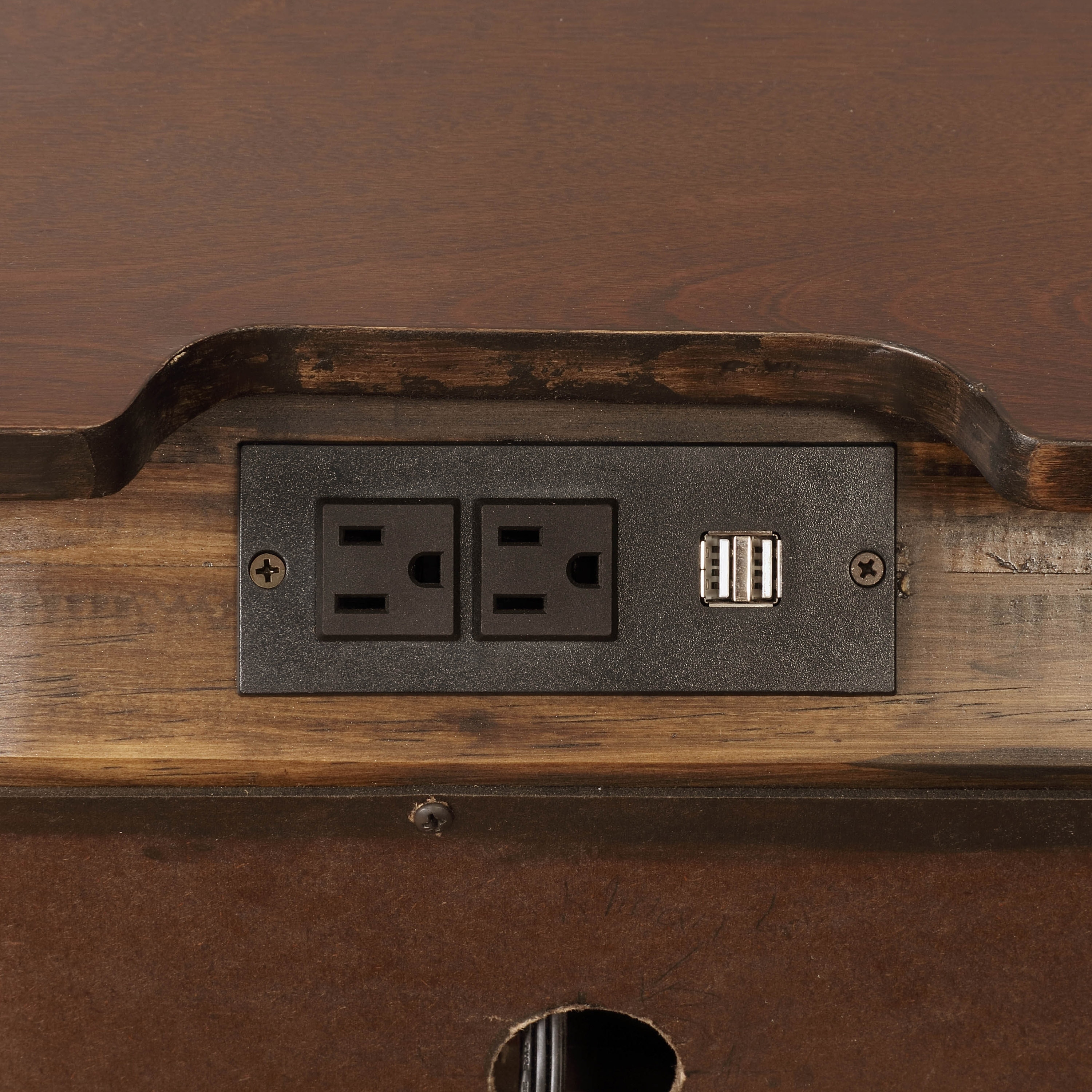 Oslo Traditional Wood Nightstand with USB Charging and 3 Drawers  -image