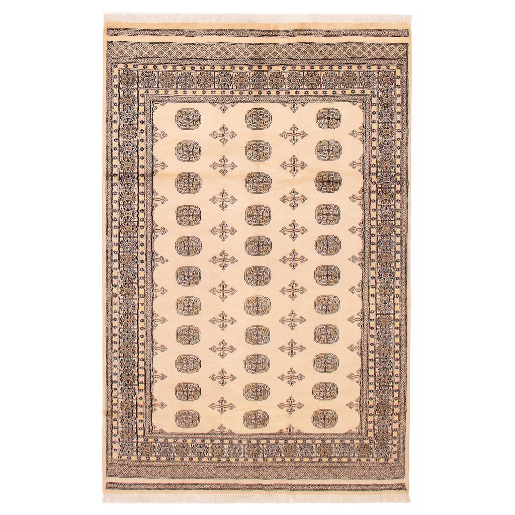 ECARPETGALLERY Hand-knotted Peshawar Bokhara Ivory Wool Rug - 5'5 x 8'4