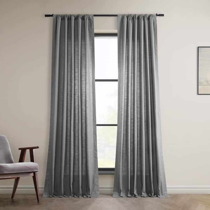 Exclusive Fabrics Dune Textured Solid Cotton Curtain Pair (2 Panels) - 50 X 96 - Dark Grey