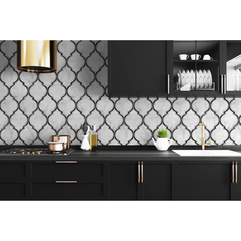 NextWall Marbled Ogee Peel and Stick Wallpaper
