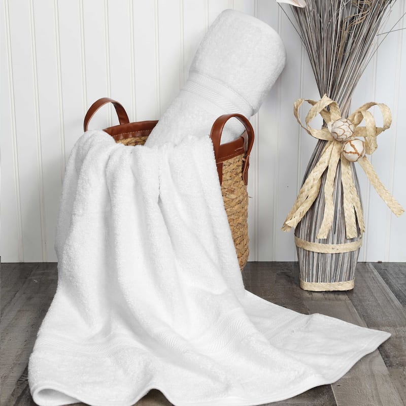Superior Long Staple Combed Cotton Solid Bath Sheet - (Set of 2) - White