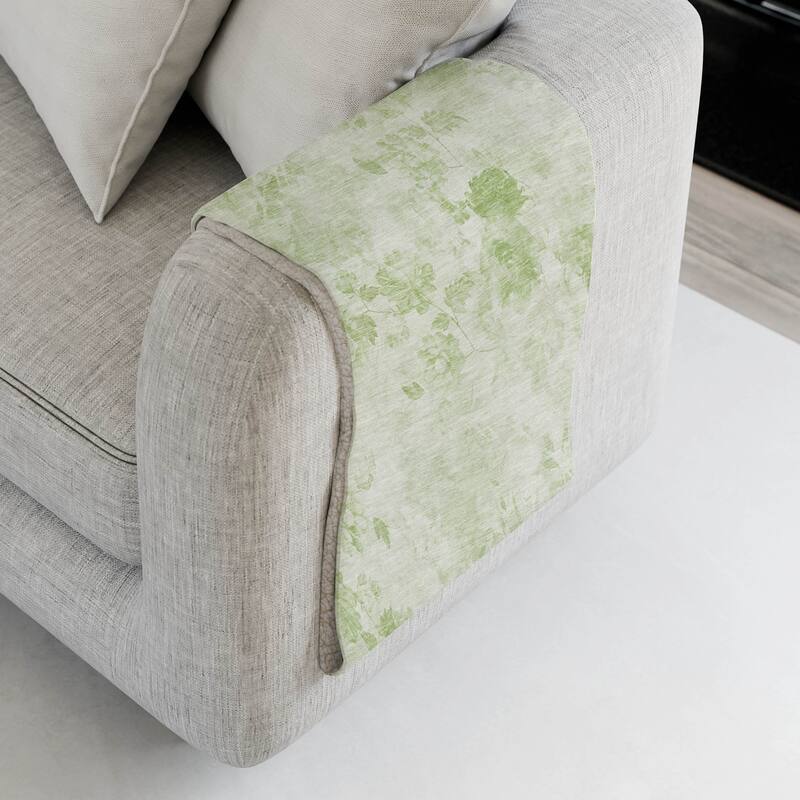 Premium Machine Washable Modern Floral Sherpa Throw Blanket - Aloe - 4'2" x 5'10"