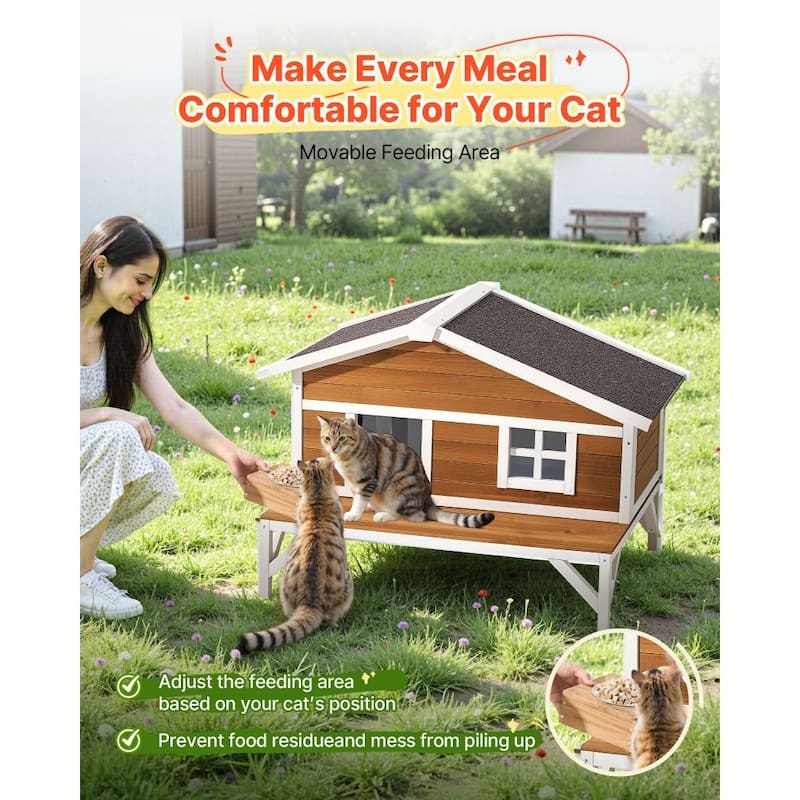 Outdoor Cat House with Insulated Foam Panels and PVC Curtain Weather-Resistant Design