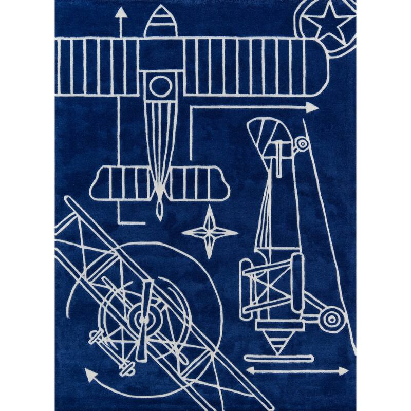 Momeni Lil Mo Hipster Blueprint Hand Tufted Polyester Contemporary Area Rug - 4' x 6' - Rectangle