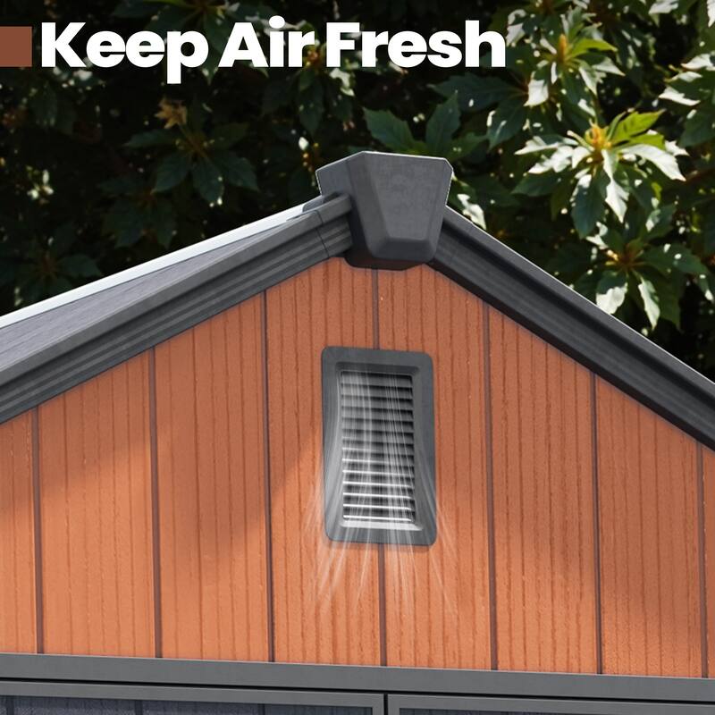 All-Weather Lockable Door Resin Outdoor Storage Shed with Window Floor for Patio Furniture and Tools