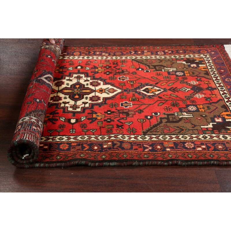 Traditional Geometric Hamedan Persian Area Rug Wool Hand-knotted - 3'1" x 5'1"