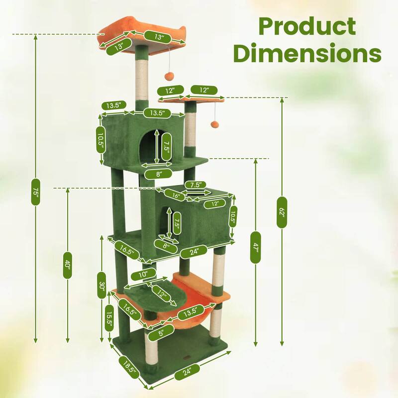 Costway 70” Cat Tree for Indoor Cats with Padded Top Perch, Dual - See Details