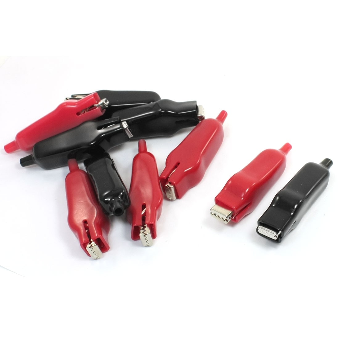 Disposable Red Black Plastic Covered 7.5cm Metal Alligator Clips 10Pcs - Red, Black, Silver Tone