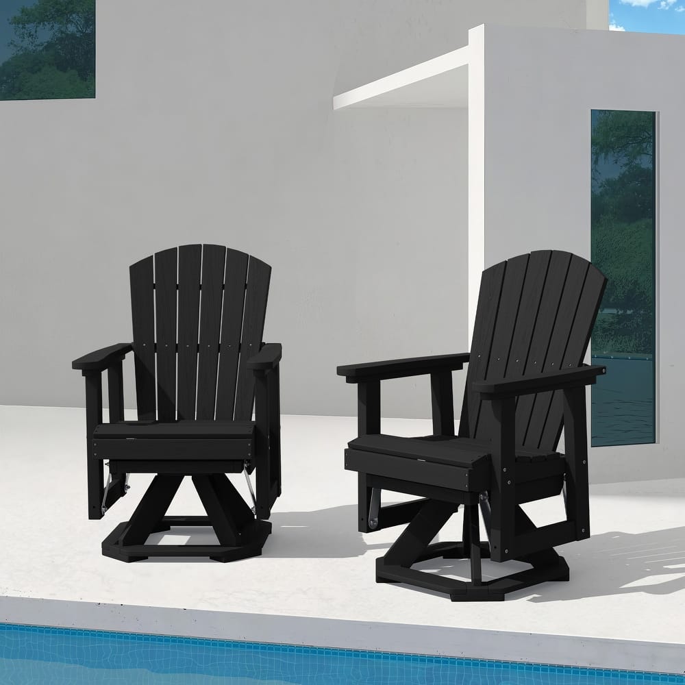 Set of 2 HDPE Adirondack Swivel Gliders, Outdoor Patio Chair Set