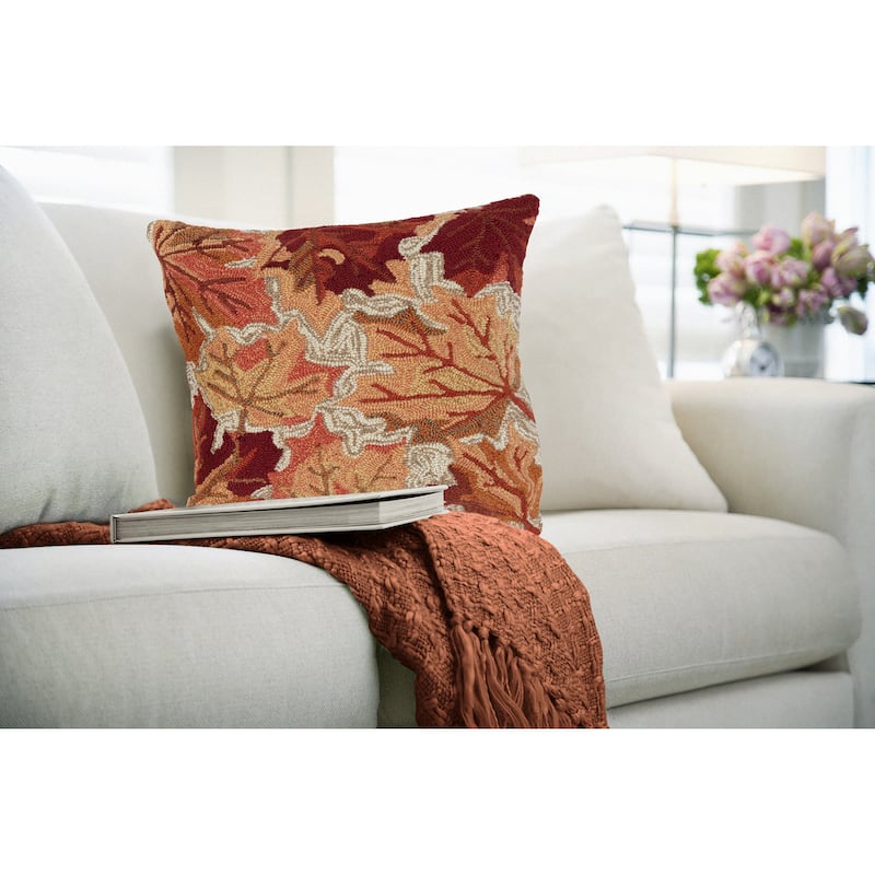 Liora Manne Frontporch Falling Leaves Indoor/Outdoor Pillow - Natural