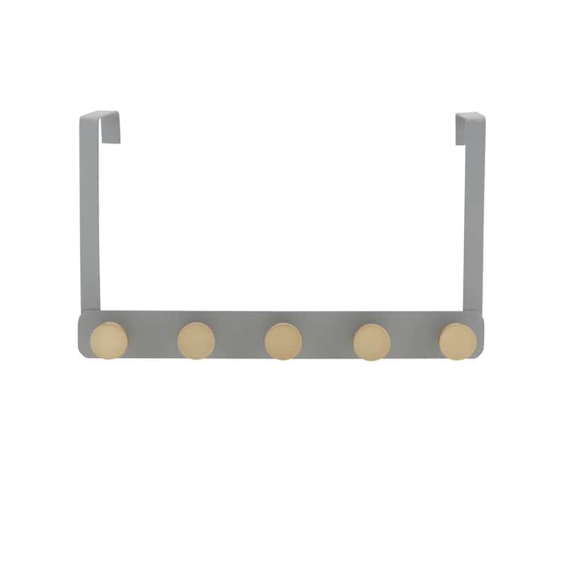 Elle Décor 5 Hook Over the Door Hook in Grey - 13.9"x 3.3"x 7.9"