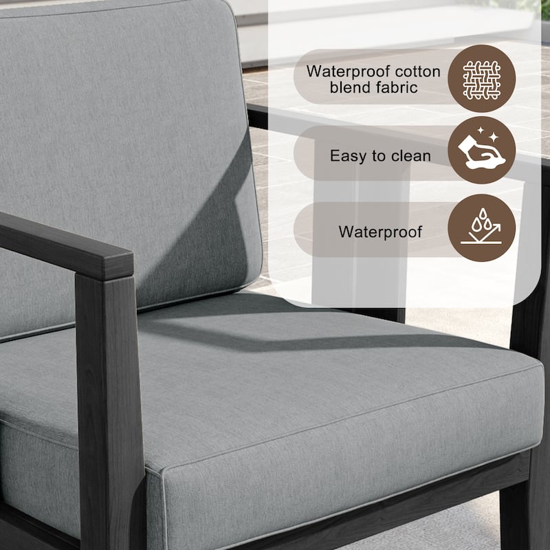 Uixe 3-piece Teak Solid Wood Outdoor Arm Chairs with Side Table Set