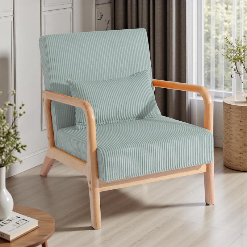 Uixe Modern Solid Wood Upholstered Corduroy Accent Chair - Single