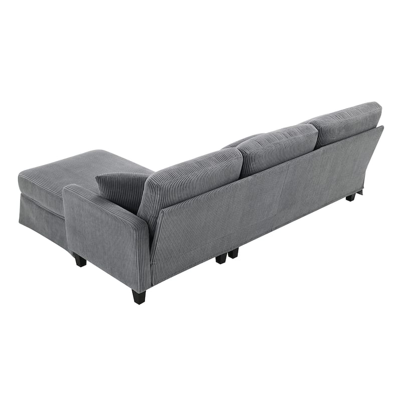 Modern 4-Seater L-Shaped Corduroy Sofa with Convertible Chaise for Living Room