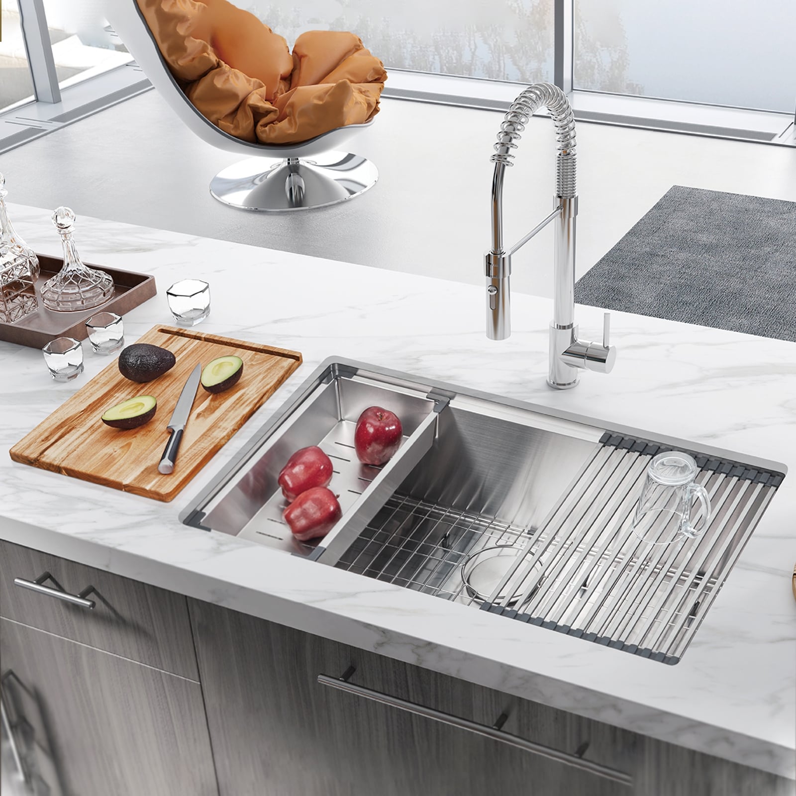 Undermount Handmade Workstation 304 Stainless Steel Kitchen Sink
